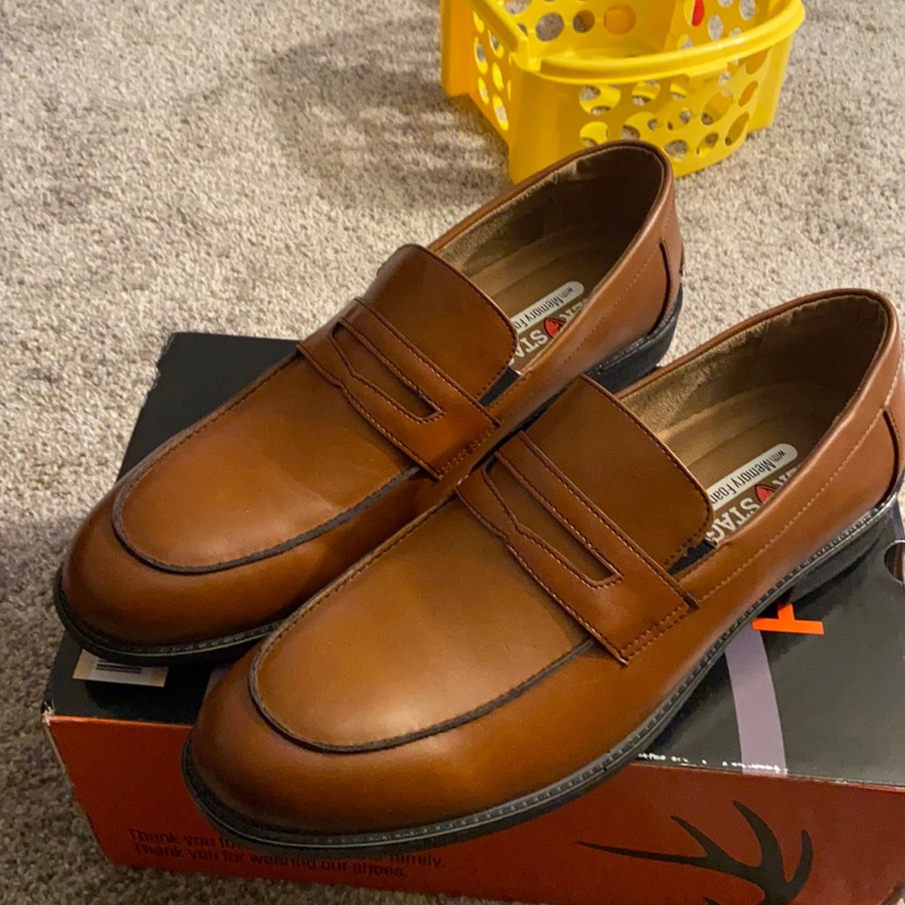 Tan penny loafer